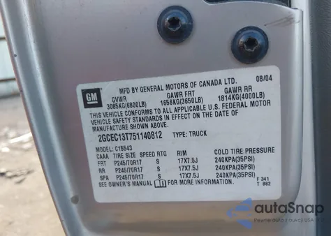 2005 Chevrolet Silverado Ls from USA, damaged, VIN 2GCEC13T751140812